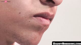 DaddyBreeding.com - Hairy mature guy hammers a nerdy twink doggy style relentlessly