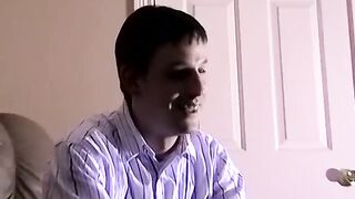 JoeSchmoeXXX.com - Horny amateur dude strokes his fat dick and gets a blowjob