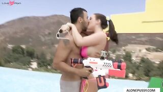 Angela white angela gets fucked near the pool