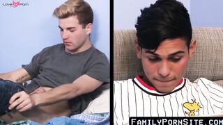 FamilyPornSite.com - Young twink's passionate threesome with stepdad's raw cock