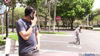 Extra small and cute cyclist teen fucked