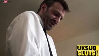 UKSubSluts.com - BBW mature milf sex slave's face and feet jizzed in ecstasy