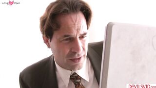 Babysitter teasing her boss with blowjob