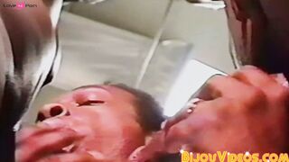 Extr3emely aroused Rolph Coral savagely consumes two dicks at the same time