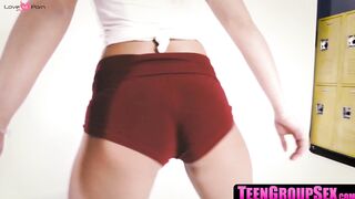 TeenGroupSex.com - Gorgeous schoolgirls ensure teacher has a good fuck