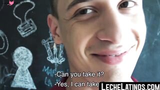 LecheLatinos.com - Cute young Latino barebacked and facialized by a huge cock in a wi