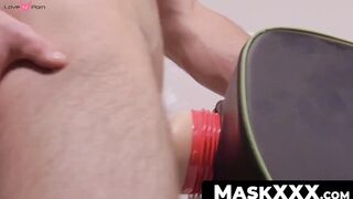 MaskXXX.com - Attractive homosexual jock's fleshlight drilling and wanking