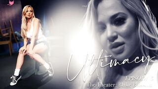 blake blossom pretty blonde actress is on the stage rehearsing