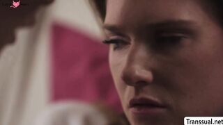 Stepteen lets TS stepmom fuck her to keep the secret