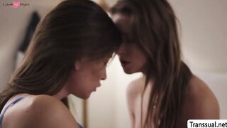 Stepteen lets TS stepmom fuck her to keep the secret