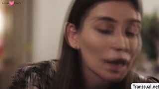Stepteen lets TS stepmom fuck her to keep the secret