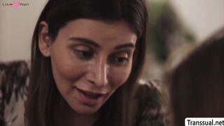 Stepteen lets TS stepmom fuck her to keep the secret