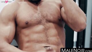 MaleNoir.com - Muscular black hunk Dillon Diaz strokes BBC until he cums hard and thi
