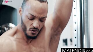 MaleNoir.com - Muscular black hunk Dillon Diaz strokes BBC until he cums hard and thi