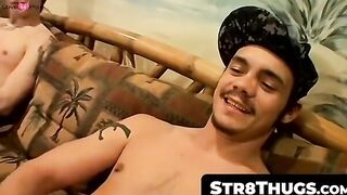 Str8Thugs.com - Two hard cocks reach a cum-splashing climax in a dual jerk off scene