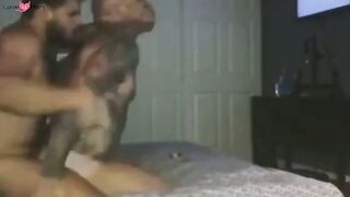 Huge-cocked bear daddy barebacks his boy