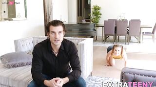 Tantalizing tiny girl lets handsome stud fuck her rough