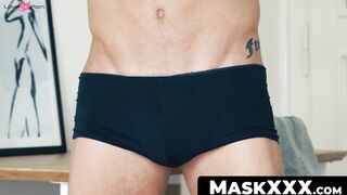 MaskXXX.com - Muscular jock's inked body show and solo jerk off