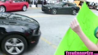 TeenGroupSex.com - Dick riding slut gets pussy hammered in POV