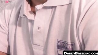 DaddyBreeding.com - Twink receives cum in mouth from daddy after bareback sex until h