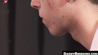 DaddyBreeding.com - Twink receives cum in mouth from daddy after bareback sex until h