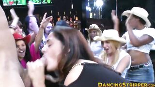 Voyeur babes watch their friends suck cocks at CFNM party