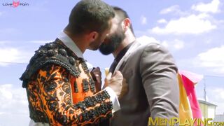 Pretty costumed hunk Denis Vega fucked doggystyle outdoor