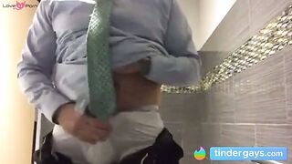 Big-Cock Daddy Strokes at Work