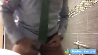 Big-Cock Daddy Strokes at Work