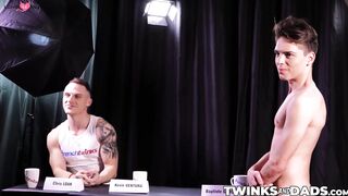 Skinny twink William Lefort has his tight asshole anal demolished by muscular hunk Ch