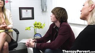 Stepmom Alexis Malone shares her stepsons cock with a therapist Kenzie Love