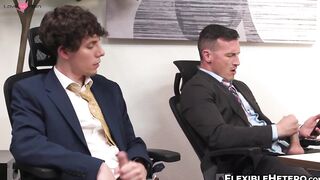 I caught my office colleague Derek Kage with his massive cock out