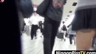 NipponPissTV.com - Japanese women use public restroom to pee and get filmed openly