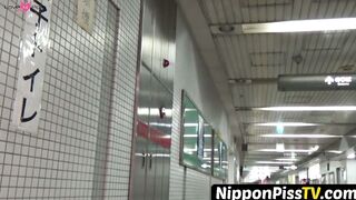 NipponPissTV.com - Beautiful Japanese women taking a piss in the bathroom openly