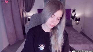 Big tits teen spreads pussy