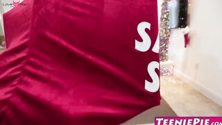 Naughty Rachel Rose wants Santas candy cane deep in her twat