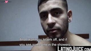Muscular tatted dude Licho slobbers my friends cock until he explodes cum
