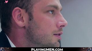 PlayingMen.com - Gay in suit banned search to suck dick and takes anal slamming with intense
