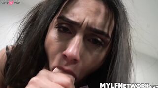 Lustful MILF Lilly Hall sucks big dildo before fucking her wet pussy