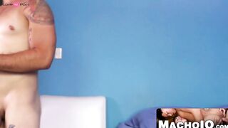 MachoIO.com - Lusty Latino gay dude plays with his fat dick and cums