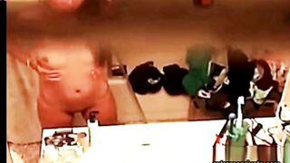Small breasted Asian Stepmom spied in bathroom