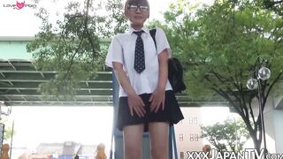 Japanese schoolgirls hide in the back yard to toy pussies