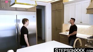 Training my blonde stepson Jesse Bolton on how to deepthroat using my girthy cock