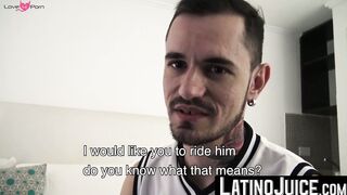 Tattoed hottie Gael feasts on bearded Gonzos massive dick and big balls