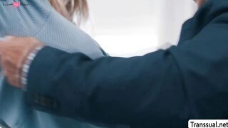 TS stepdaughter gets asshole fucked by fat stepdad