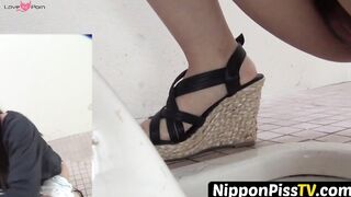 NipponPissTV.com - Japanese babe peeing herself up and being filmed by voyeur outdoor