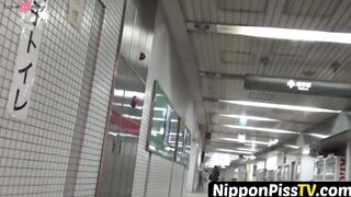NipponPissTV.com - Japanese babe peeing herself up and being filmed by voyeur outdoor