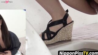 NipponPissTV.com - Japanese babe peeing herself up and being filmed by voyeur outdoor