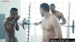 MaleNoir.com - Threesome interracial anal sex with handsome athletic gays fucking har