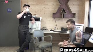 Perp Keith Foxxx devours the muscled officer and his hairy stepdads huge dicks